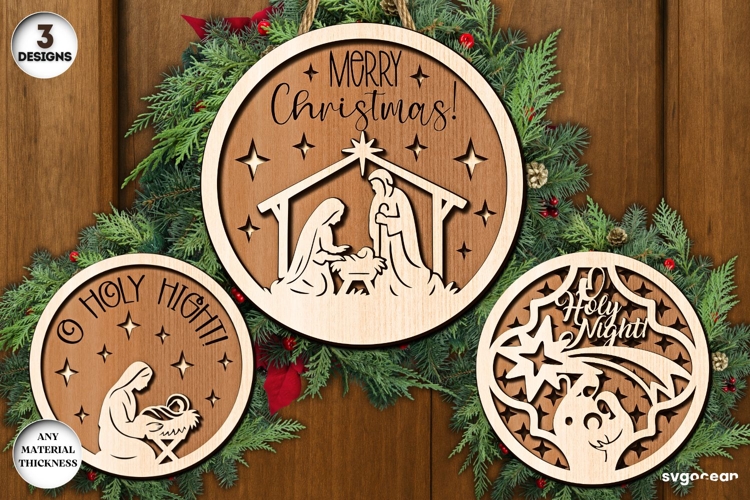 Nativity Scene Door Signs SVG Bundle | Door Hanger | SVG