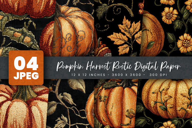 Pumpkin Harvest Rustic Digital Paper