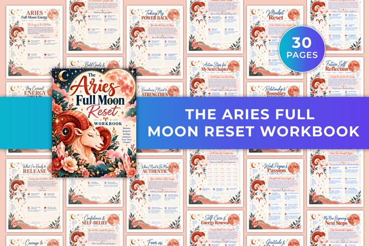 The Aries Full Moon Reset Workbook Kdp interiors example image 1