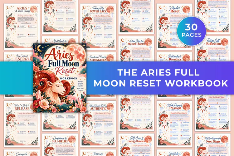 The Aries Full Moon Reset Workbook Kdp interiors