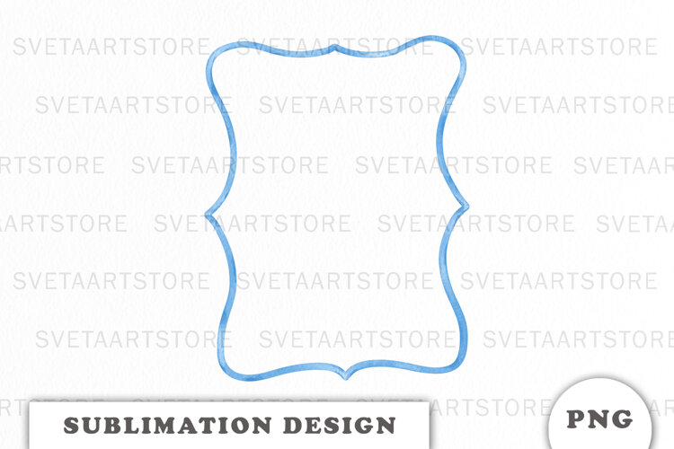 Watercolor Blue Frame png example image 1