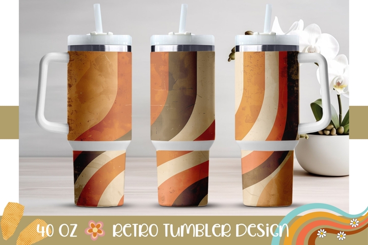 Retro Stripes Tumbler Sublimation, Retro 40 Oz Tumbler