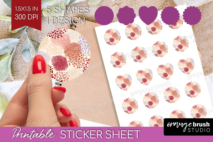 Abstract Round Sticker - Modern Texture Printable Sticker