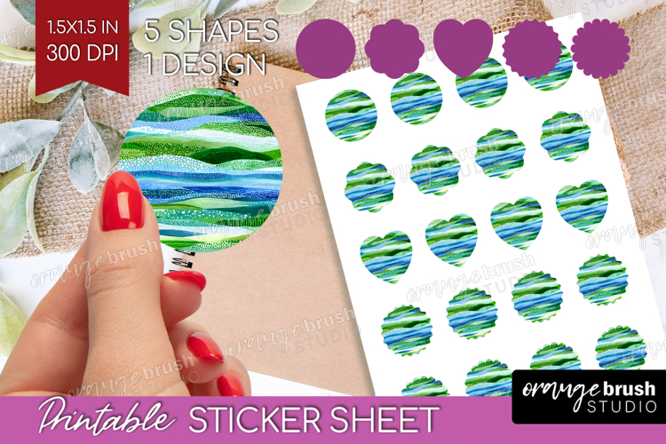 Abstract Round Sticker - Modern Texture Printable (6481056)