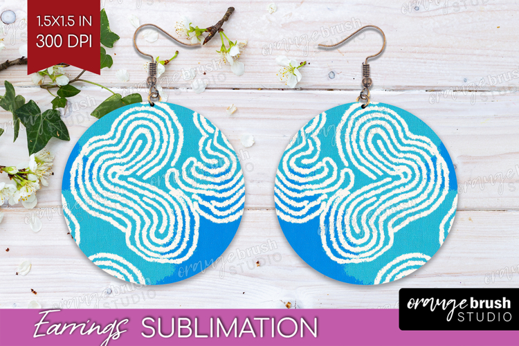 Abstract Doodle Round Earrings - Modern Texture PNG