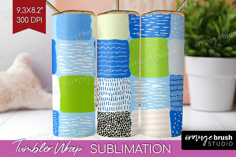 Abstract Doodle Tumbler Wrap - Modern Texture Tumbler PNG
