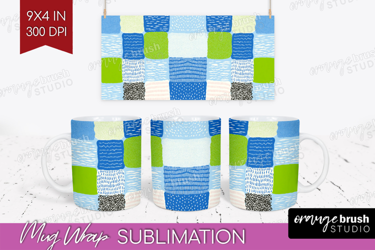 Abstract Doodle Mug Wrap - Modern Texture Mug PNG