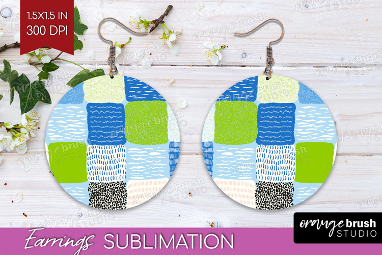 Abstract Doodle Round Earrings - Modern Texture PNG