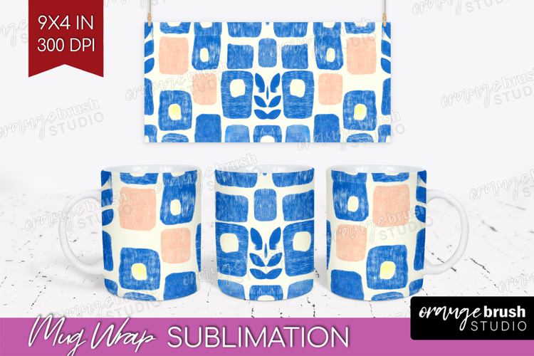 Abstract Doodle Mug Wrap - Modern Texture Mug PNG