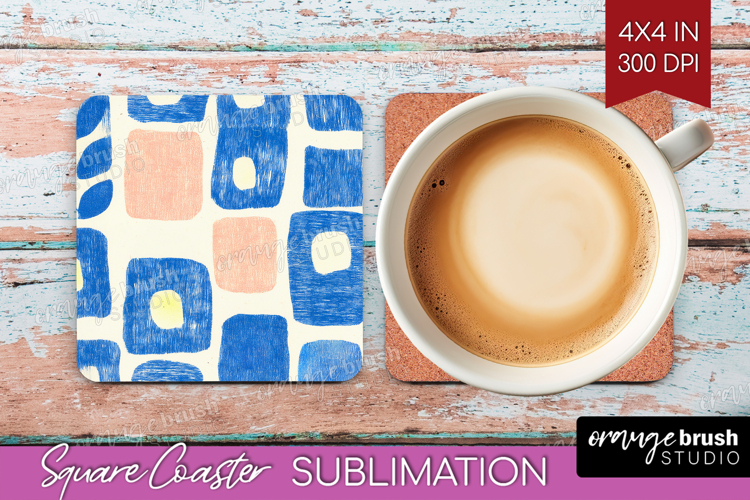 Abstract Doodle Square Coaster - Modern Texture Coaster PNG