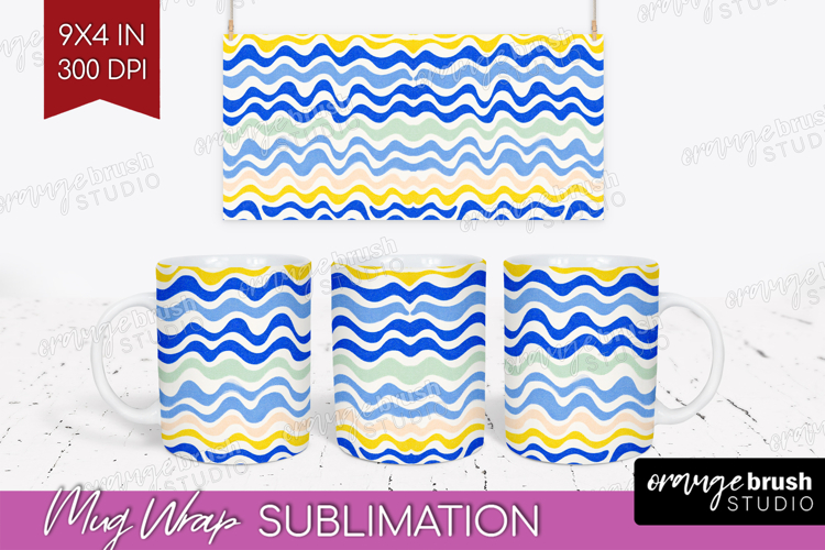 Abstract Doodle Mug Wrap - Modern Texture Mug PNG