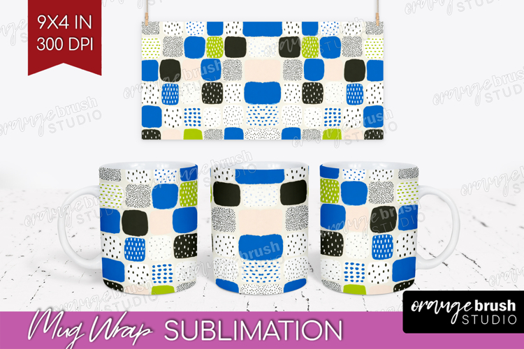 Abstract Doodle Mug Wrap - Modern Texture Mug PNG