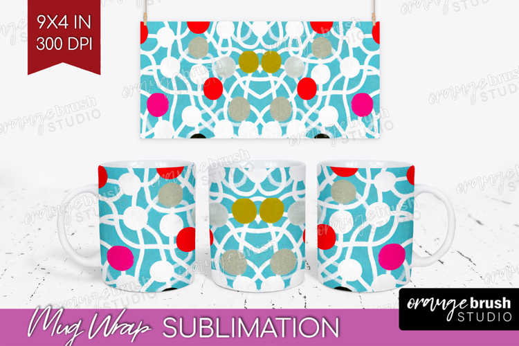 Abstract Doodle Mug Wrap - Modern Texture Mug PNG