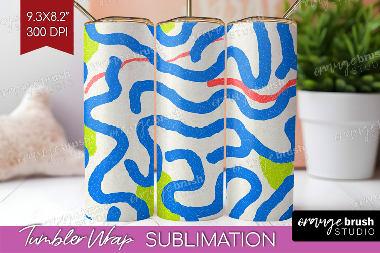 Abstract Doodle Tumbler Wrap - Modern Texture Tumbler PNG