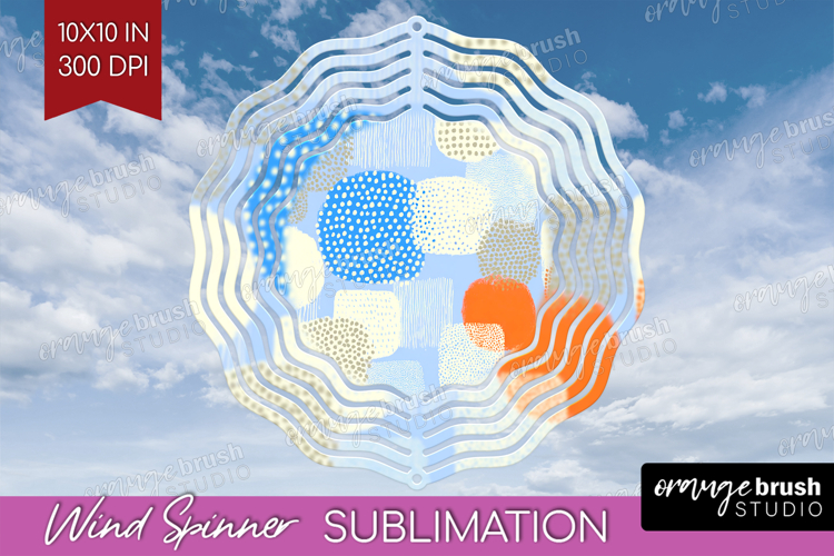 Abstract Doodle Wind Spinner Sublimation PNG - Modern Round