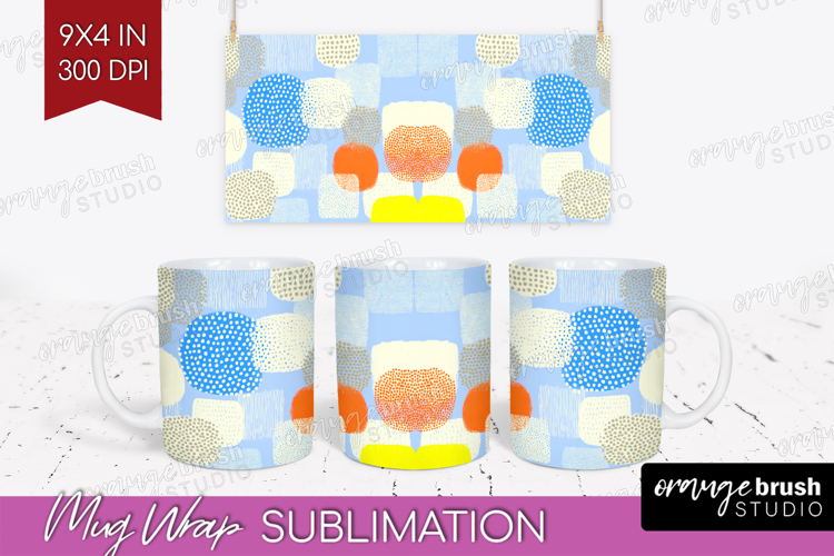 Abstract Doodle Mug Wrap - Modern Texture Mug PNG
