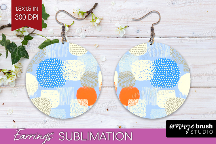Abstract Doodle Round Earrings - Modern Texture PNG