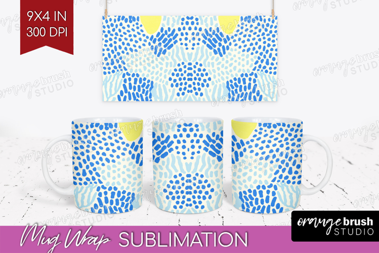 Abstract Doodle Mug Wrap - Modern Texture Mug PNG