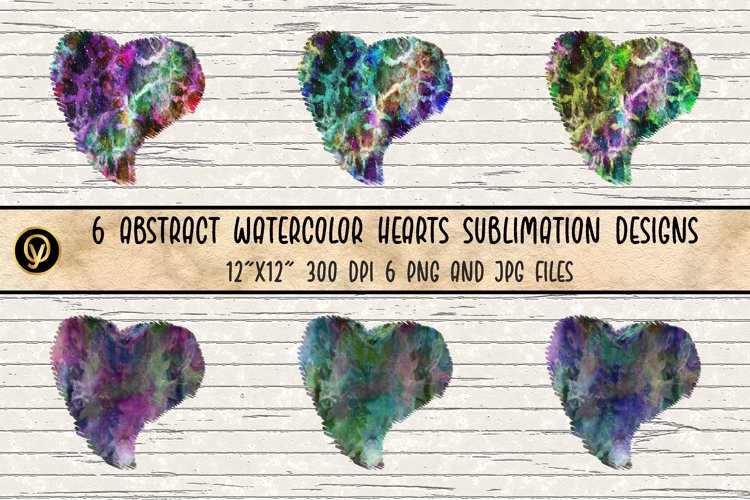 Watercolor Hearts Abstract Sublimation Designs. example image 1