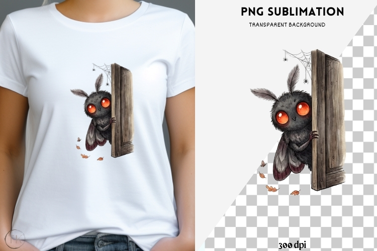 Peeking mothman halloween png design for T-shirts