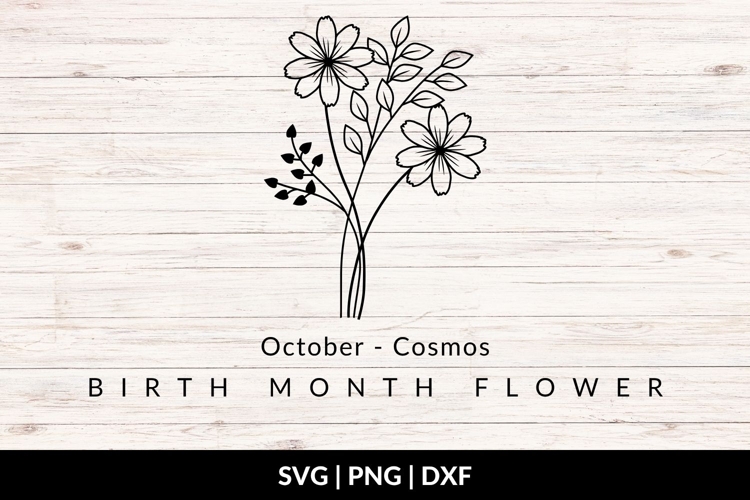 October Birth Flower Bouquet SVG - Cosmos example image 1