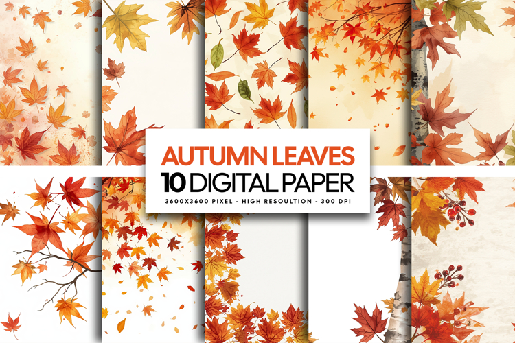 Autumn Leaves Digital Paper example image 1