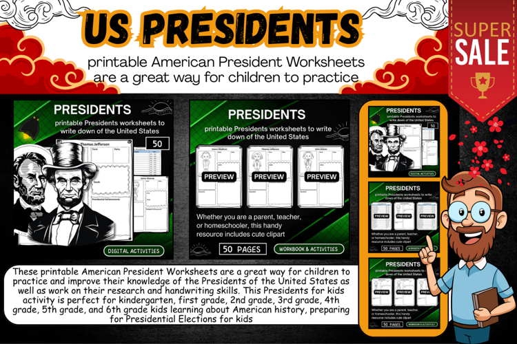 US Printable American President Worksheet activities poster