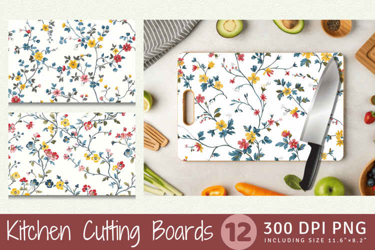 Micro floral Cutting Boards sublimation Design
