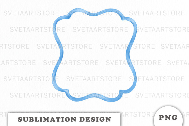 Watercolor Blue Frame png example image 1