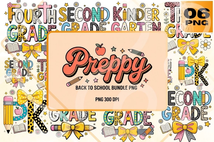 Preppy Back to School Grade PNG Set