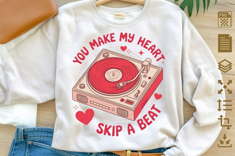 Retro Valentine Sublimation PNG - You Make My Heart