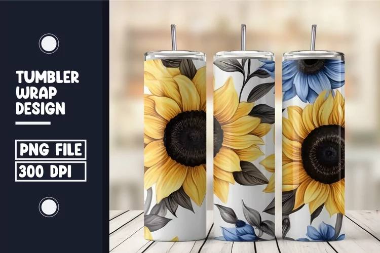 Sunflower scatter flower tumbler warp design