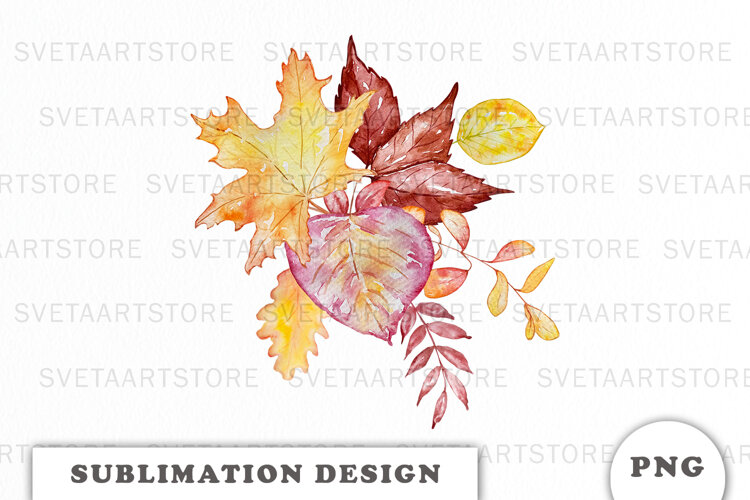 Watercolor Autumn Bouquet png example image 1
