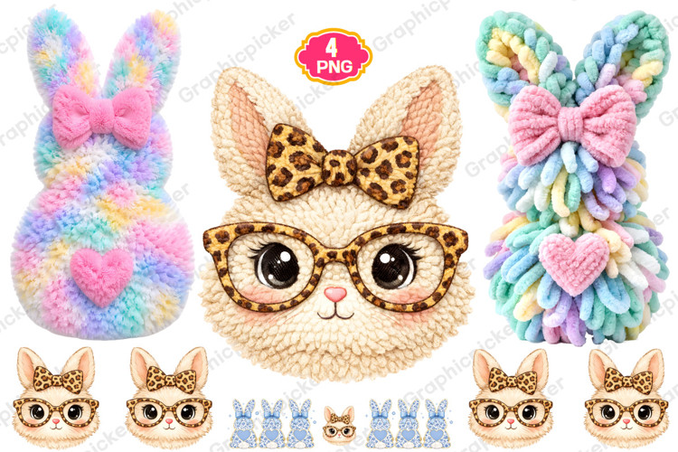 Faux Yarn Easter PNG, Easter Bunny PNG, Happy Easter PNG