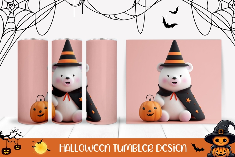 3D Halloween Bear Tumbler, Cartoon Halloween Bear PNG