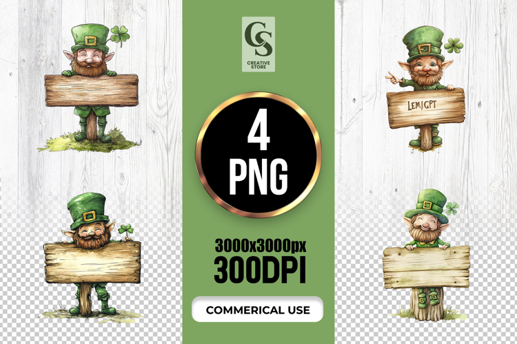 Cute Leprechaun Sign Clipart Sublimation PNG