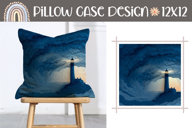 3D Lighthouse Pillow Sublimation, 3D Sea Pillow Template