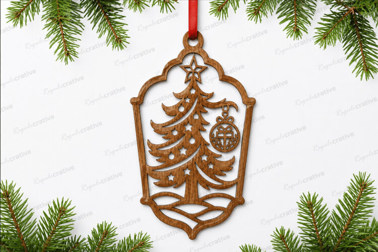 Christmas Tree Ornament Laser Cut SVG , Christmas tree SVG example image 1