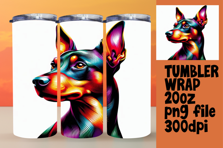 Bright 20oz Tumbler Wrap Design , Dog