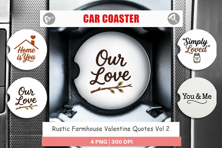 Rustic Farmhouse Valentine Car Coaster