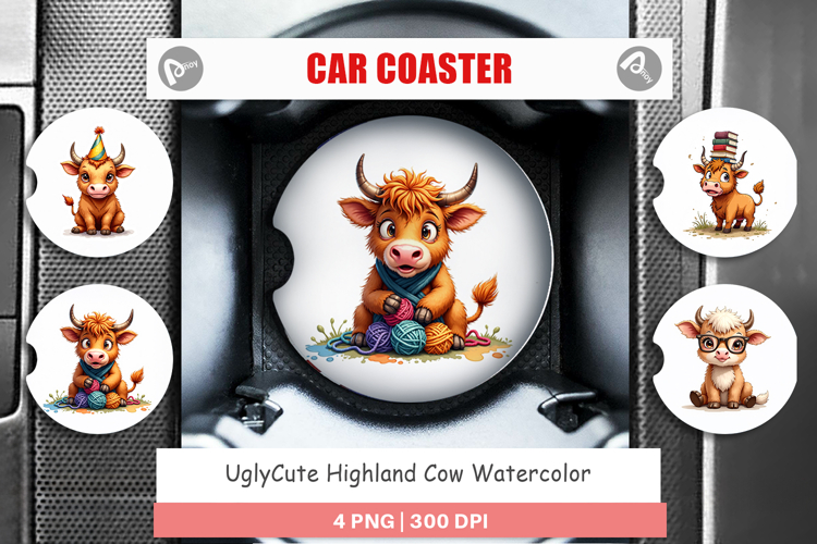 Highland Cow Farm Friends Car Coaster
