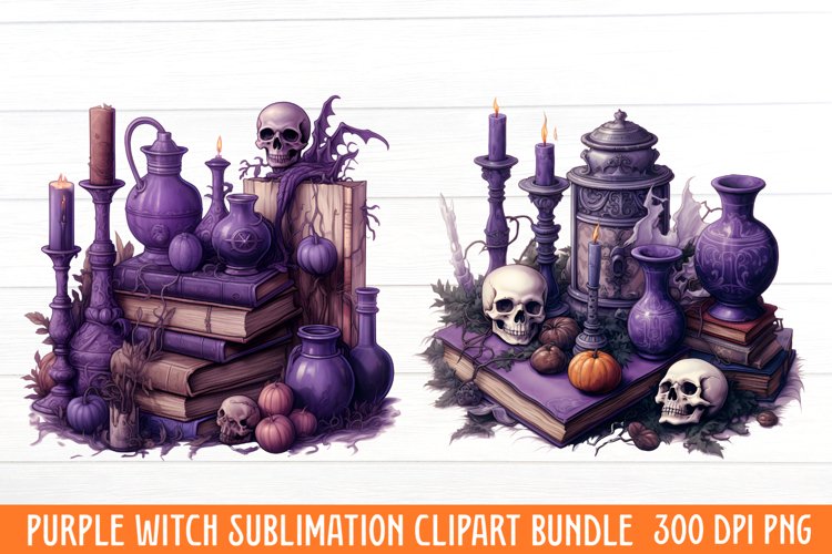 Purple Witch Sublimation Clipart