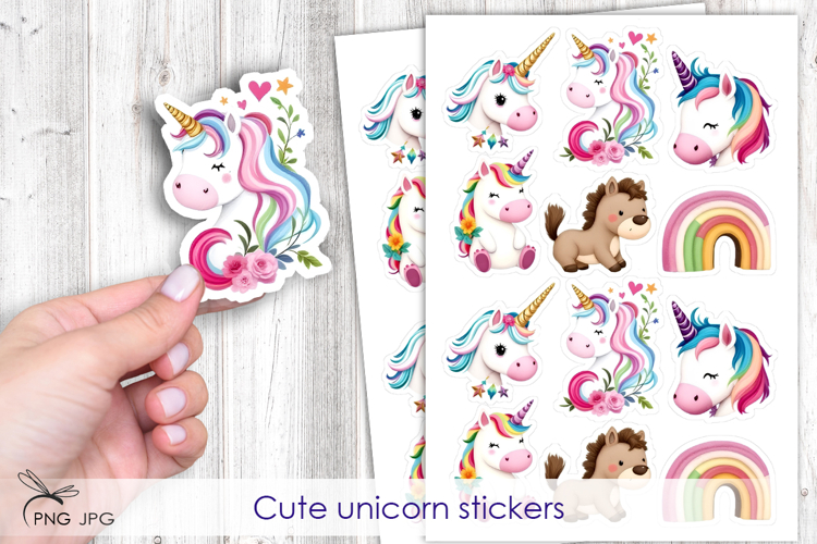 Cute unicorn stickers- 6 Variations