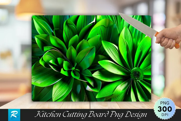 Green Floral Cutting Board Sublimation Design