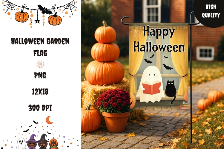 Kids Garden Flag, Halloween Welcome Flag Design