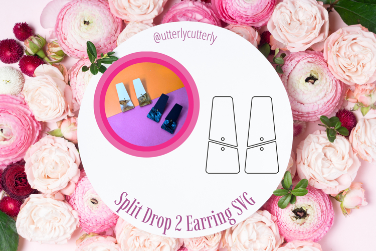 Split drop 2 Earring Laser Cut File- SVG FILE example image 1