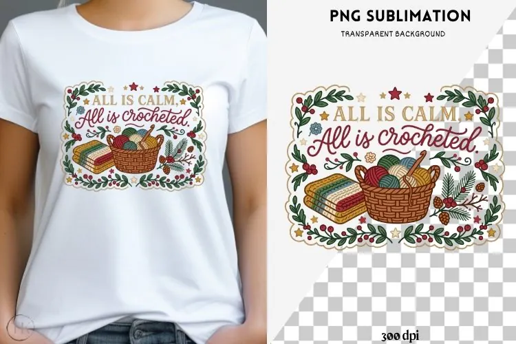 Christmas crochet png design for T-shirts