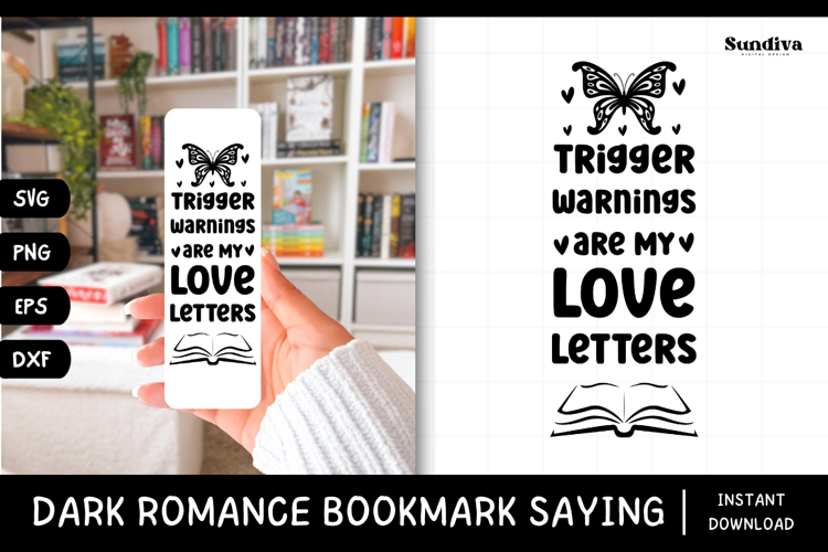 Dark Romance Bookmark Saying SVG | Trigger Warnings