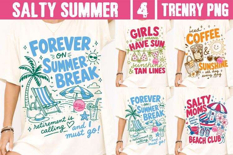 Salty Summer PNG, Coastal Beach Iced Coffee Sublimation