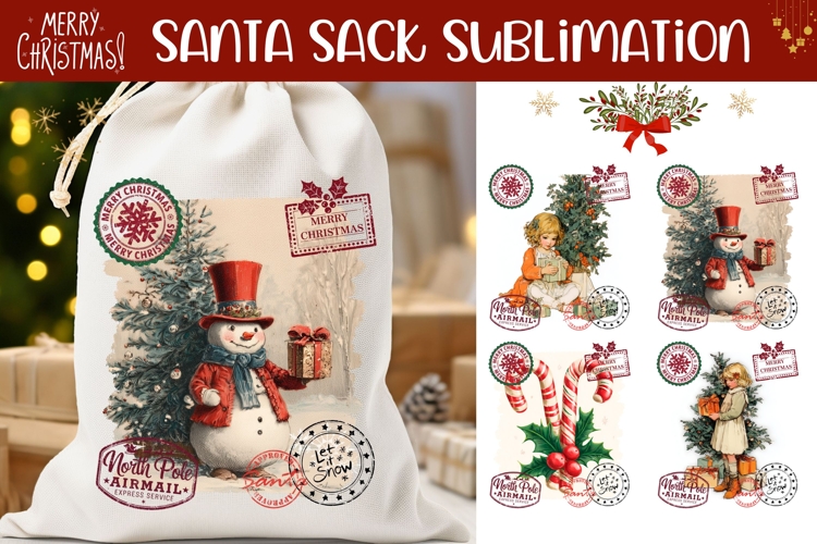 Christmas Snowman Santa Sack, Candy Cane Santa Sack Designs